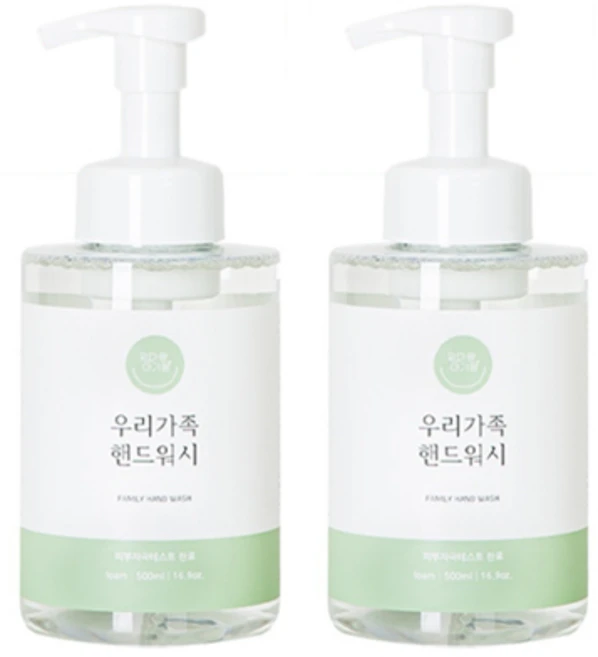 엄마랑아기랑 우리가족 핸드워시, 500ml, 2개 - 쿠팡