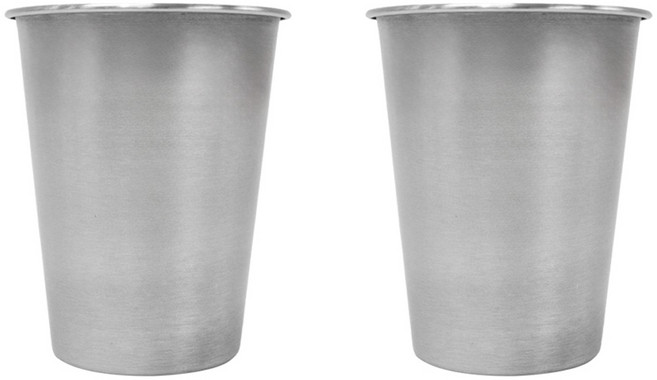 키친유 캠핑스케치 스텐304 물컵 350ml, 실버, 2개