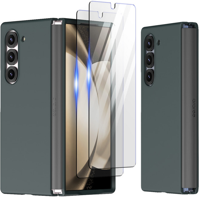 아라리 힌지보호 풀커버 휴대폰 케이스 + 외부 디스플레이 강화유리 2p 세트