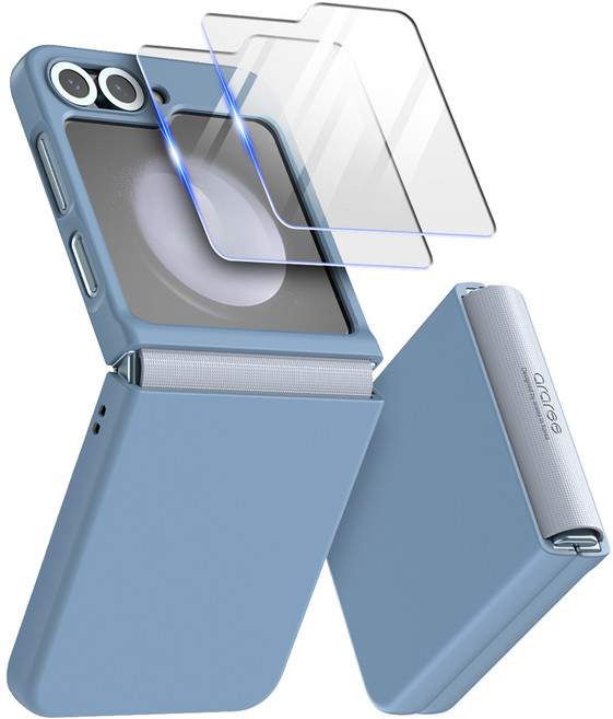아라리 힌지보호 풀커버 휴대폰 케이스 + 외부 디스플레이 강화유리 2p 세트