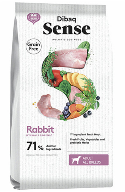 디바크 센스 어덜트 강아지 그레인프리 래빗 건식사료, 토끼, 1개, 2kg