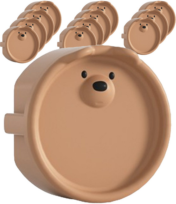 원더파파 귀여운 곰돌이 콘센트 안전마개, 브라운, 12개