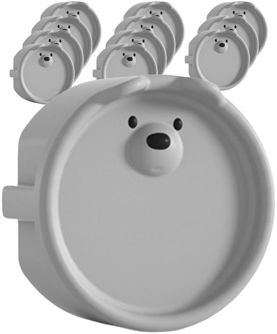 원더파파 귀여운 곰돌이 콘센트 안전마개, 그레이, 12개