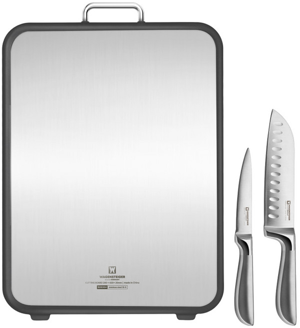 바겐슈타이거 슈미트 칼 2종 + 스텐 양면도마 세트, 1개, 과도칼 + 산도쿠칼 + 양면도마