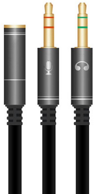 칼론 이어셋 To PC 변환 어댑터 20cm, APC-A08, 그레이블랙, 1개