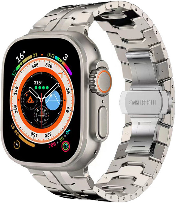 비아워게스트 아이언 메탈 애플워치 스트랩 42 / 44 / 45 / 49mm, 티타늄, 1개