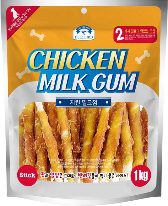 벨버드 강아지 치킨 밀크껌 스틱, 혼합맛(치킨/우유), 1kg, 1개