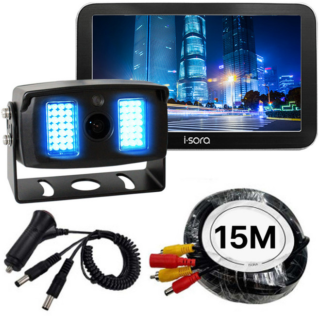 아이소라 AI AHD 후방카메라 + 모니터 23cm + 일체형 연장선 15m 세트, 블랙, AI200W(후방카메라)