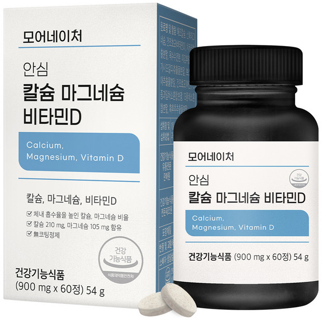 모어네이처 안심 칼슘 마그네슘 비타민D, 60정, 1개