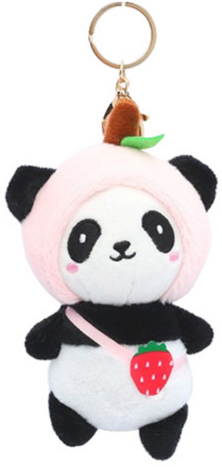 정상아이앤 미니판다 인형 키링, 베이비핑크, 1개