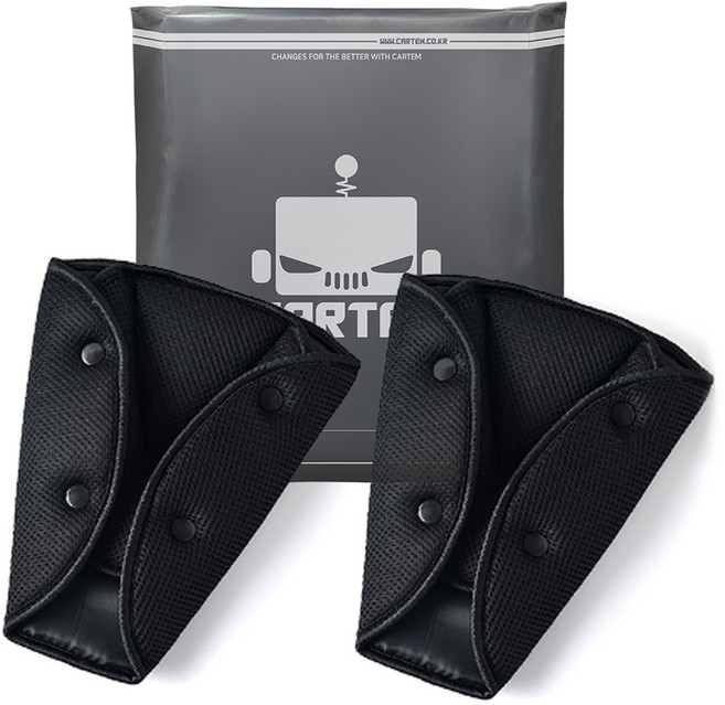 카템 차량용 삼각 안전벨트 커버 CT461, 메쉬블랙, 2개