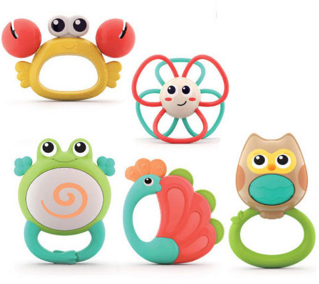 홀라 딸랑이 애니멀 오케스트라 래틀 감각발달 장난감 5종 세트, 혼합색상, 1세트