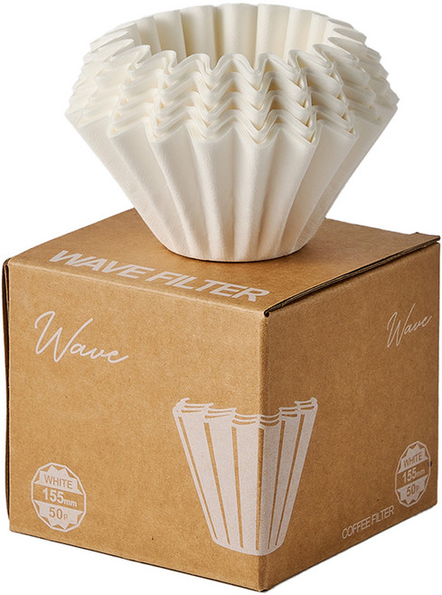빈플러스 핸드드립 웨이브 커피 필터 화이트 1~2인용 155mm, 50개, 1세트