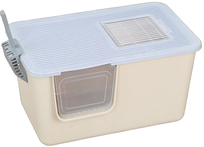 레드퍼피 고양이 투홀 토일렛 + 커버 세트, 밀크블루, 1세트