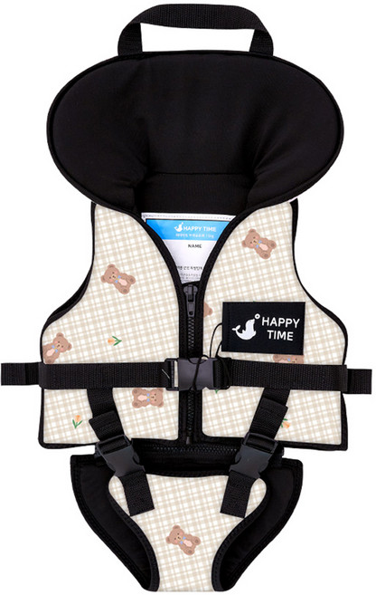 베베누보해피타임 아동용 힙쉴드 구명조끼, 체크테디베어, 1개