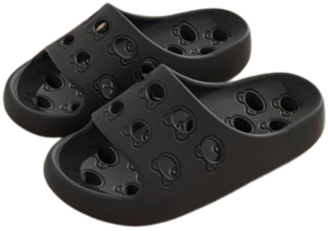 남성용 블럭마트 개구리 물빠짐 욕실화, 블랙, 1개