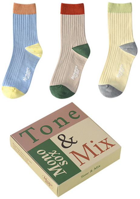 모노라이크 MONO 양말 3종 기프트 세트 Tone & Mix
