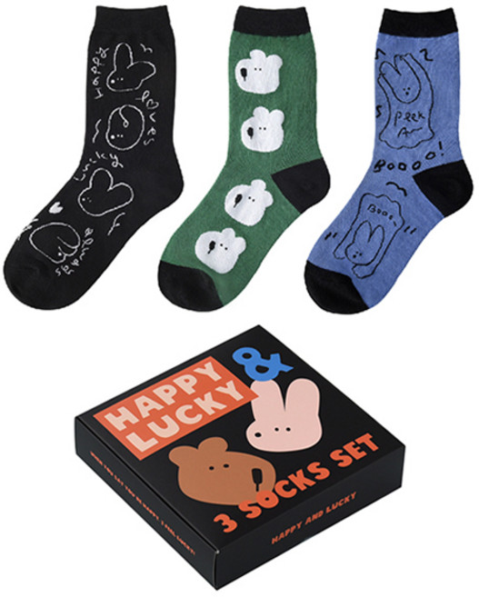 모노라이크 MONO 양말 3종 기프트 세트 Happy and Lucky