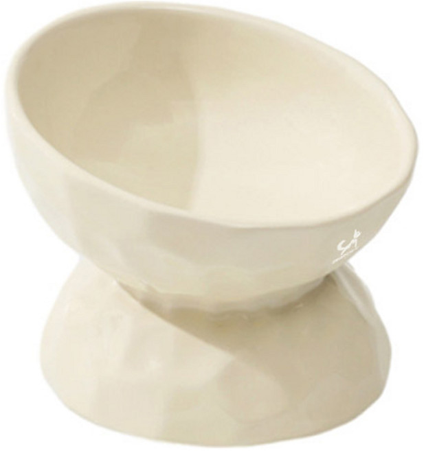 딩동펫 반려동물 트윙클 도자기 보울 식기 사선형, 아이보리, 1개
