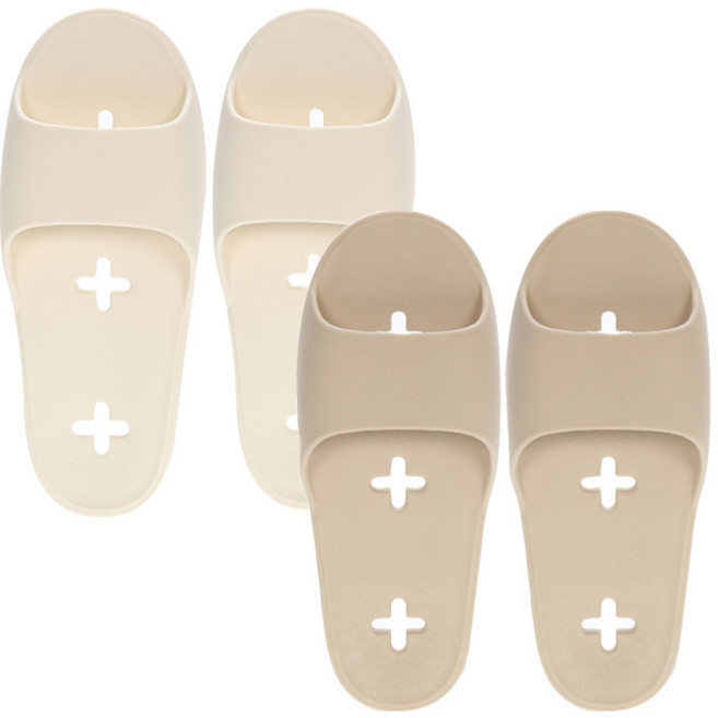 샤바스 국내산 문에 안걸리는 양발 슬림 욕실화 2종 세트, 화이트 + 샌드베이지, 1개