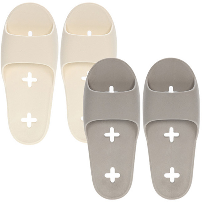 샤바스 국내산 문에 안걸리는 양발 슬림 욕실화 세트, 화이트 + 라이트그레이, 1개