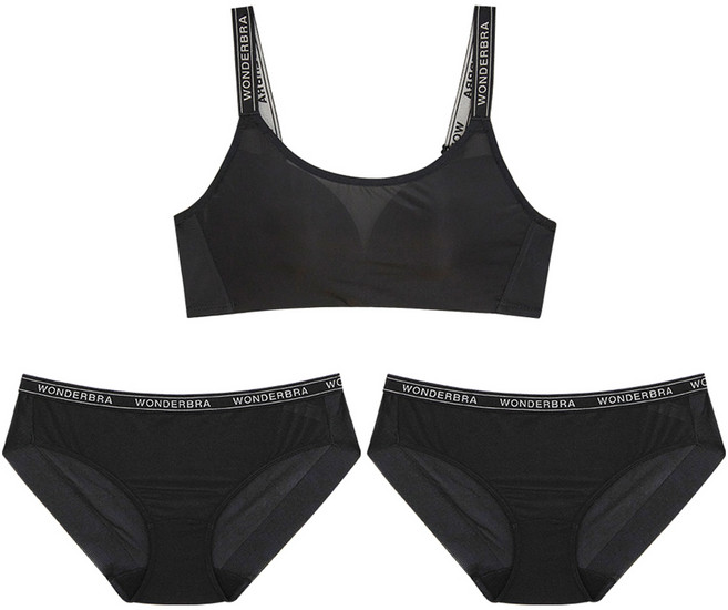 원더브라 스포츠 메쉬 노와이어 브라1 + 팬티2 세트 WIZ016