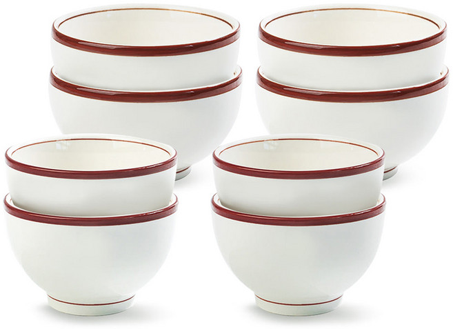 시라쿠스 메이플 공기 대접 세트, 라인브라운, 공기 4p + 대접 4p, 4세트