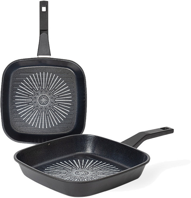 인터쿡 클래식 후라이팬세트 2개, 블랙, 사각팬 27cm + 사각팬 27cm, 1세트