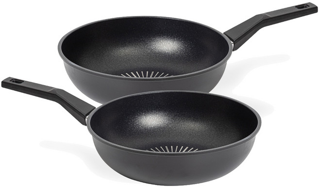 인터쿡 클래식 후라이팬 2종 세트, 궁중팬 28cm + 궁중팬 28cm, 블랙, 1세트