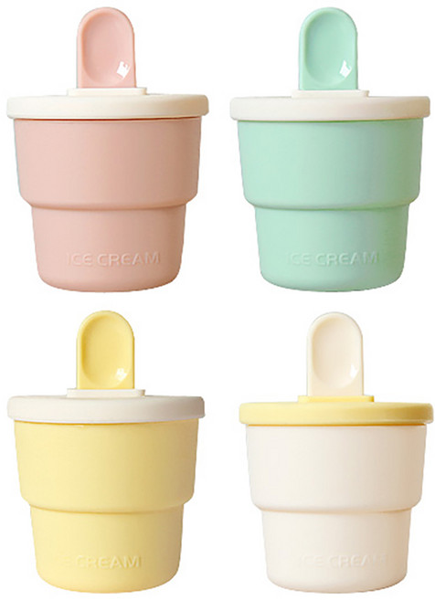 미니 아이스크림 몰드 100ml 4종 세트, 핑크 + 민트 + 옐로우 + 화이트, 1세트