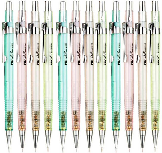 문화연필 투명 제도 샤프 색상혼합, 0.5mm, 12개