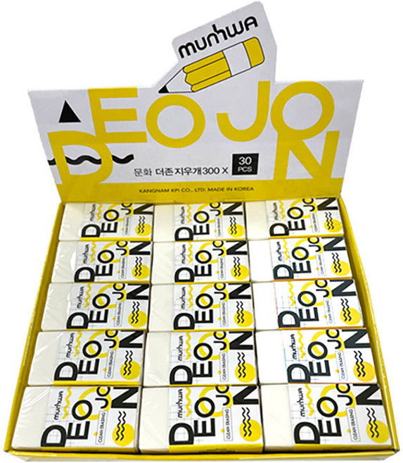 문화연필 더존 지우개 중형, 화이트, 30개