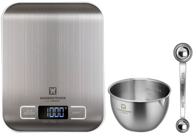 바겐슈타이거 계량용품 222저울 + 양면계량스푼 + 스태프볼 300ml 세트, 1kg