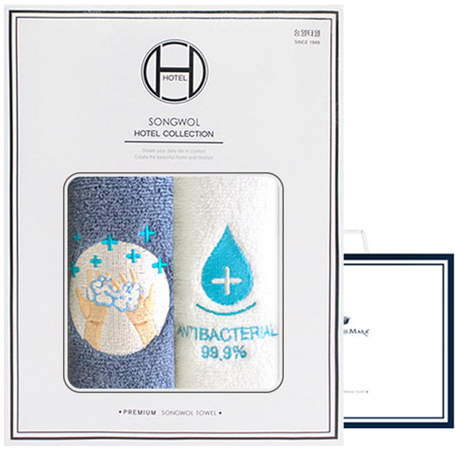 호텔컬렉션 타올 데이클린 세면타올 150g 30수 면사 2p + 쇼핑백, 1개, 랜덤발송