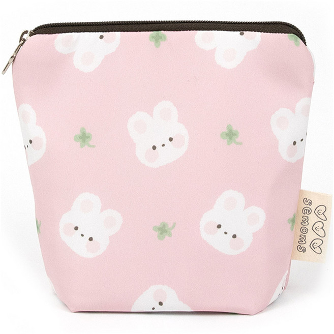 세맘스 아동용 보온보냉 양면방수 파우치, 토끼랑 핑크