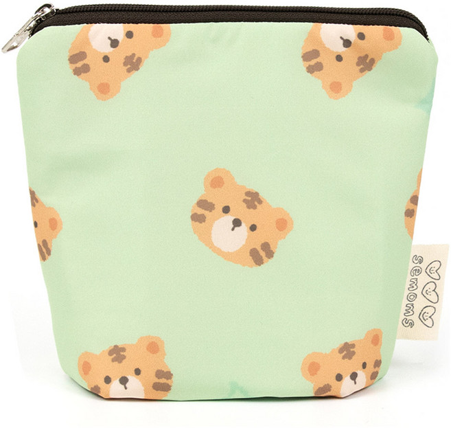 세맘스 아동용 보온보냉 양면방수 파우치, 아기호랑이 그린