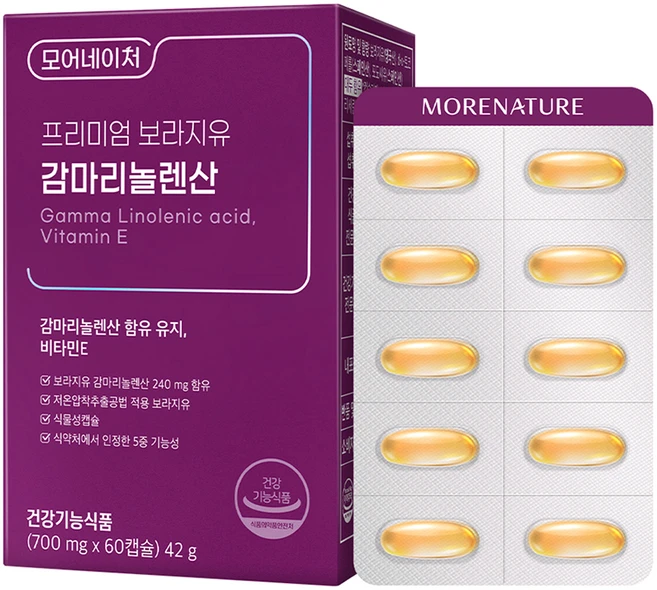 모어네이처 프리미엄 보라지유 감마리놀렌산, 60정, 1개 - 쿠팡