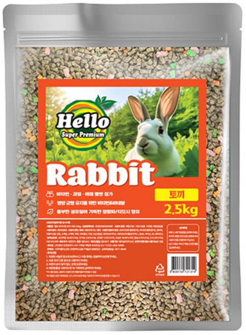 헬로 프리미엄 토끼 사료, 2.5kg, 1개