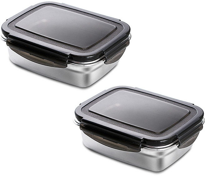 까사베니 연마제 없는 스테인레스 김치통, 550ml, 2개