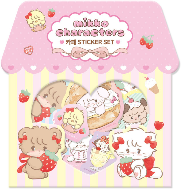 학산문화사 미코캐릭터즈 조각 스티커, 카페, 1개
