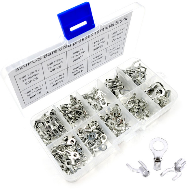 전선 터미널 압착단자 Y형 O형 혼합 320p 세트, 1세트