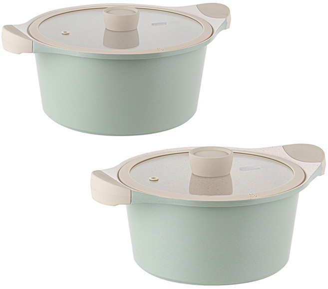 오슬로 인덕션 세라믹 마린 냄비세트, 그린, 양수 20cm + 양수 24cm, 2개