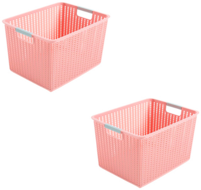블럭마트 다용도 보관 바구니, 핑크, 2개