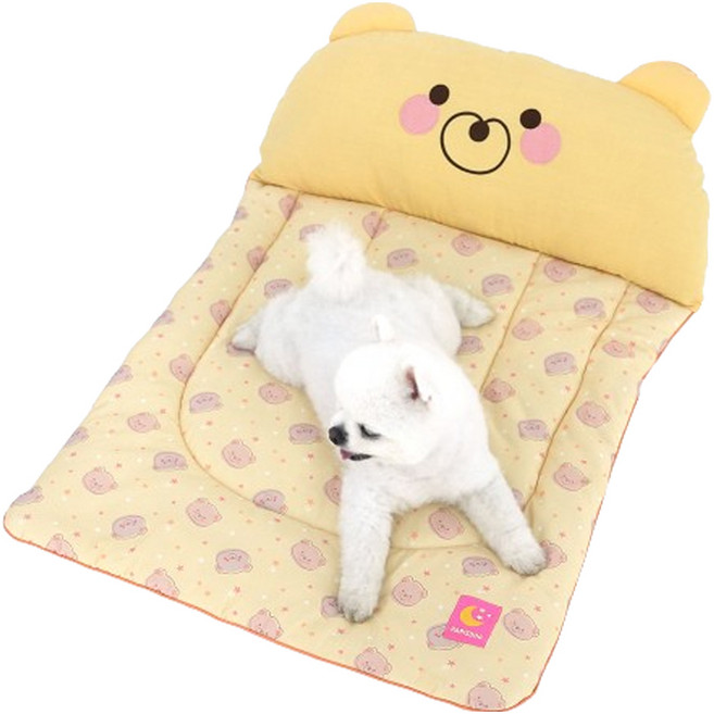 패리스독 강아지 베어쿨 낮잠 매트, 옐로우, 1개