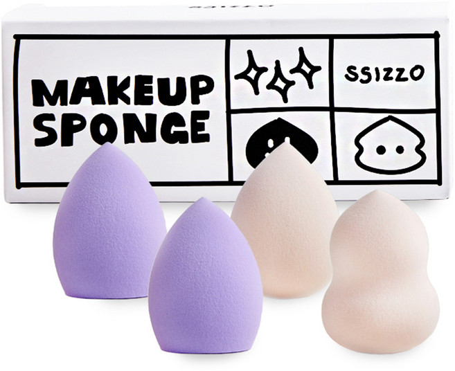 씨조 드롭 릿 메이크업 물방울 퍼프 4종 세트, 혼합색상, 1세트