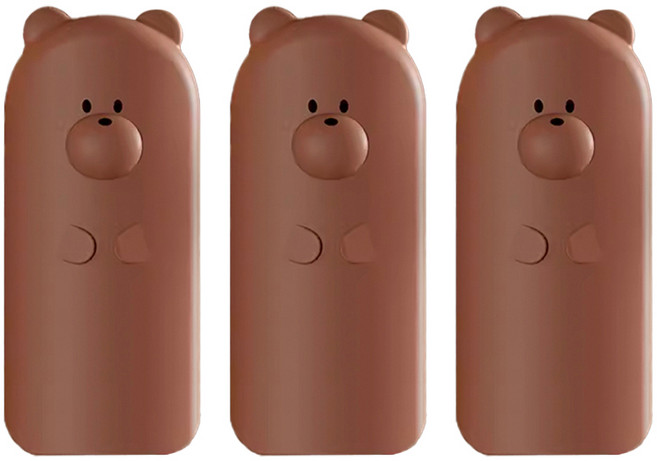 원더파파 경첩용 여운 곰돌이형 문닫힘방지, 브라운, 3개