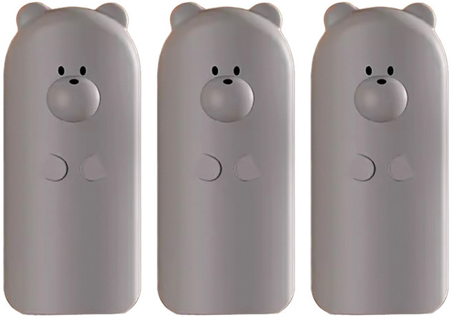 원더파파 경첩용 문닫힘 방지 귀여운 곰돌이형, 그레이, 3개