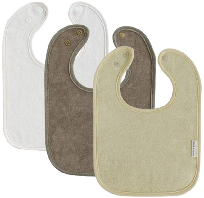 바니블라썸 테리 타올 빅라운드 턱받이 세트, 크림 +  카멜 + 치즈, 3개입, 1세트