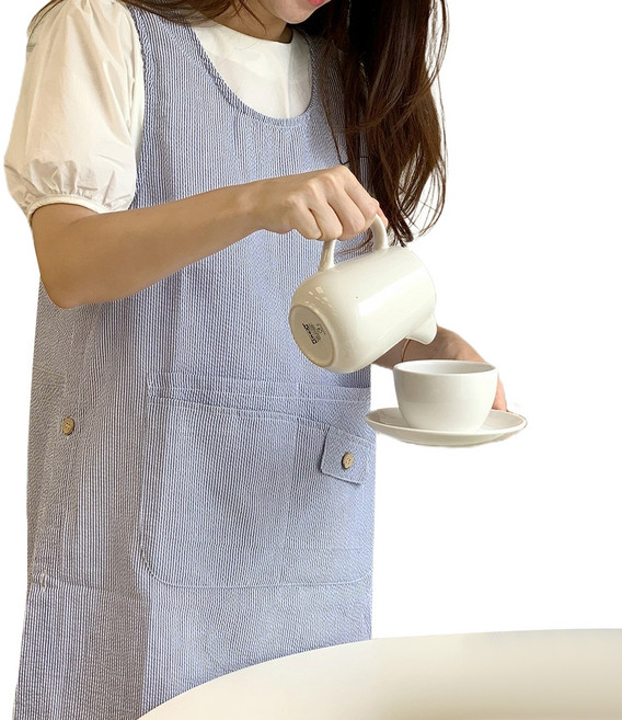 한스갤러리 시어서커 앞치마 FREE, 블루, 1개