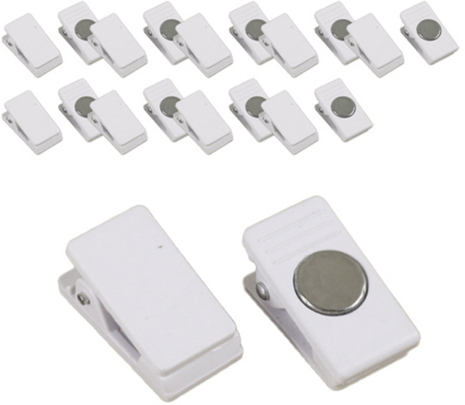 에스앤큐 메모 미니 자석 클립집게, 화이트, 20개